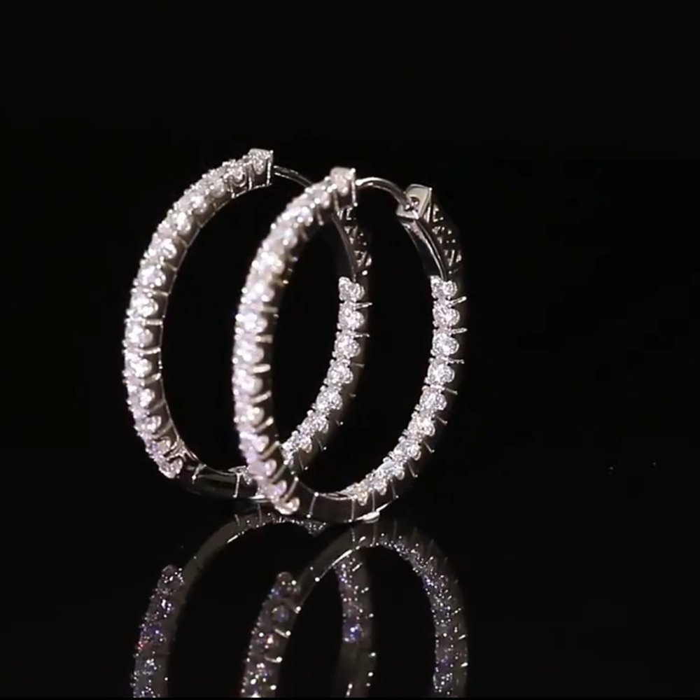 Certified 2.88 ct. t.w. Moissanite Diamond Inside Out Hoop Earrings NEW - Picture 11 of 16